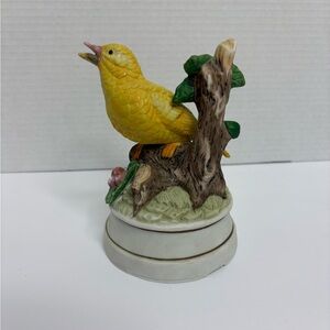 Musical Yellow Ceramic Bird Figurine